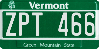 VT license plate ZPT466