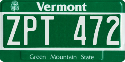 VT license plate ZPT472