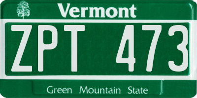 VT license plate ZPT473