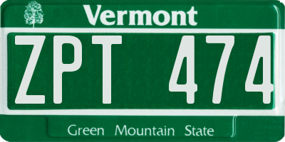 VT license plate ZPT474