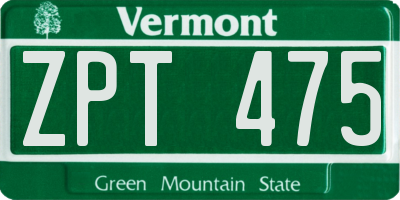 VT license plate ZPT475