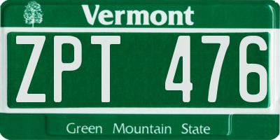 VT license plate ZPT476