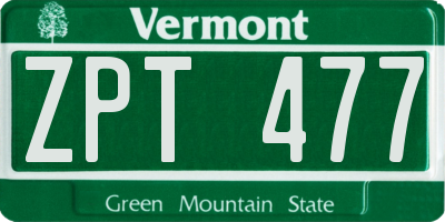 VT license plate ZPT477