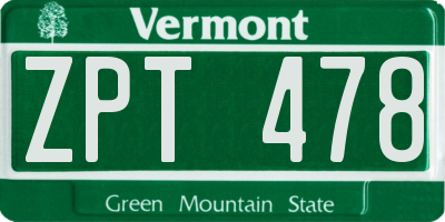 VT license plate ZPT478