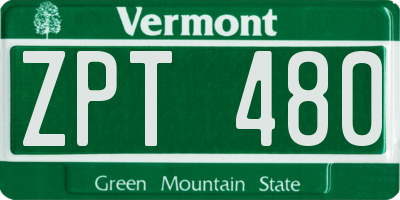 VT license plate ZPT480