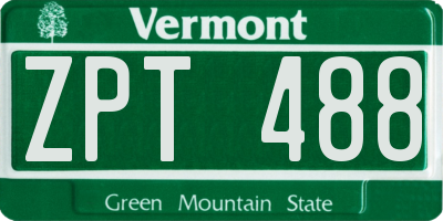VT license plate ZPT488