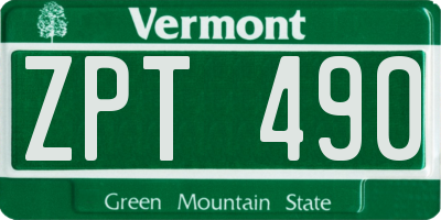 VT license plate ZPT490