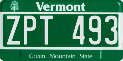 VT license plate ZPT493