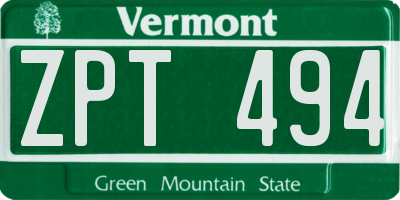 VT license plate ZPT494