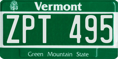 VT license plate ZPT495