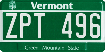 VT license plate ZPT496
