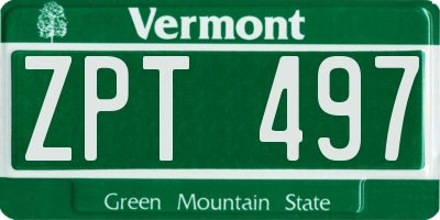 VT license plate ZPT497