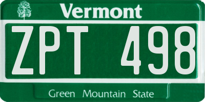 VT license plate ZPT498