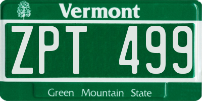 VT license plate ZPT499