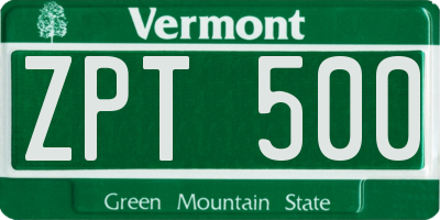 VT license plate ZPT500
