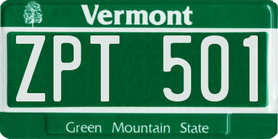 VT license plate ZPT501