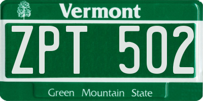 VT license plate ZPT502