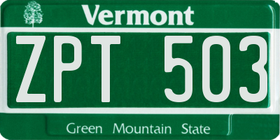 VT license plate ZPT503