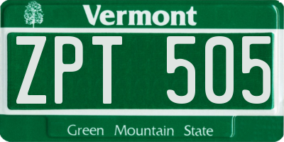 VT license plate ZPT505