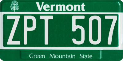 VT license plate ZPT507