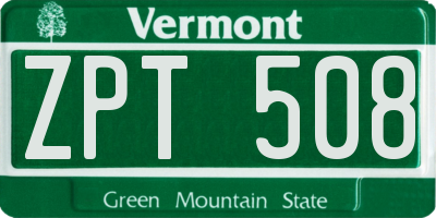 VT license plate ZPT508
