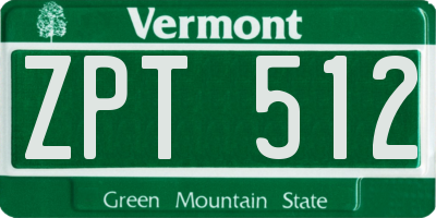 VT license plate ZPT512