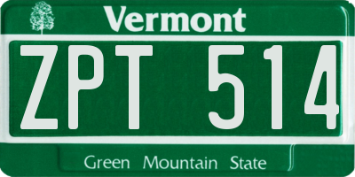 VT license plate ZPT514
