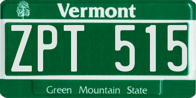 VT license plate ZPT515