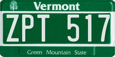 VT license plate ZPT517