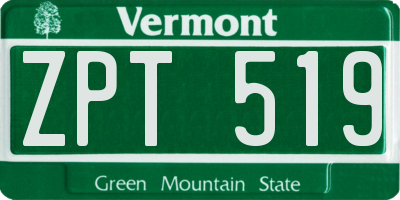 VT license plate ZPT519