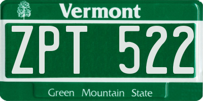 VT license plate ZPT522