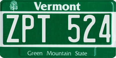 VT license plate ZPT524
