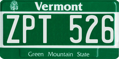VT license plate ZPT526