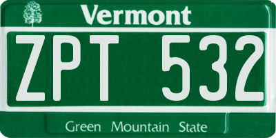 VT license plate ZPT532