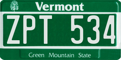 VT license plate ZPT534