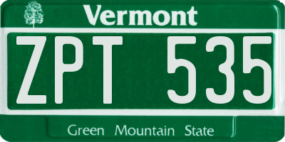 VT license plate ZPT535