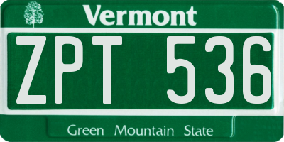 VT license plate ZPT536