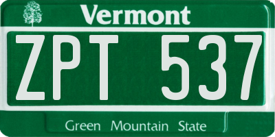 VT license plate ZPT537