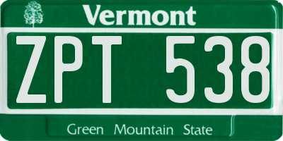 VT license plate ZPT538