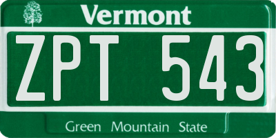 VT license plate ZPT543