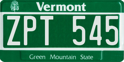 VT license plate ZPT545