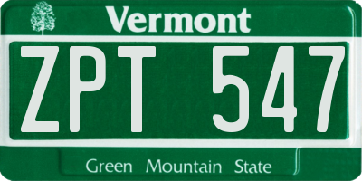 VT license plate ZPT547