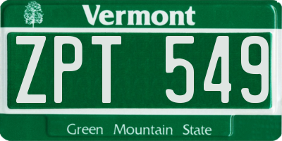 VT license plate ZPT549