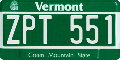 VT license plate ZPT551