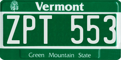VT license plate ZPT553