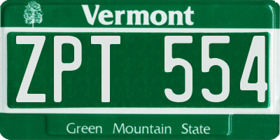 VT license plate ZPT554