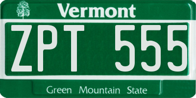 VT license plate ZPT555