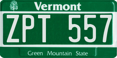 VT license plate ZPT557