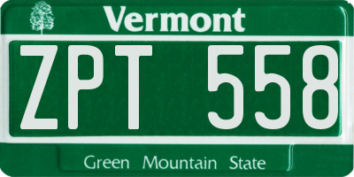 VT license plate ZPT558