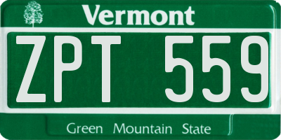 VT license plate ZPT559
